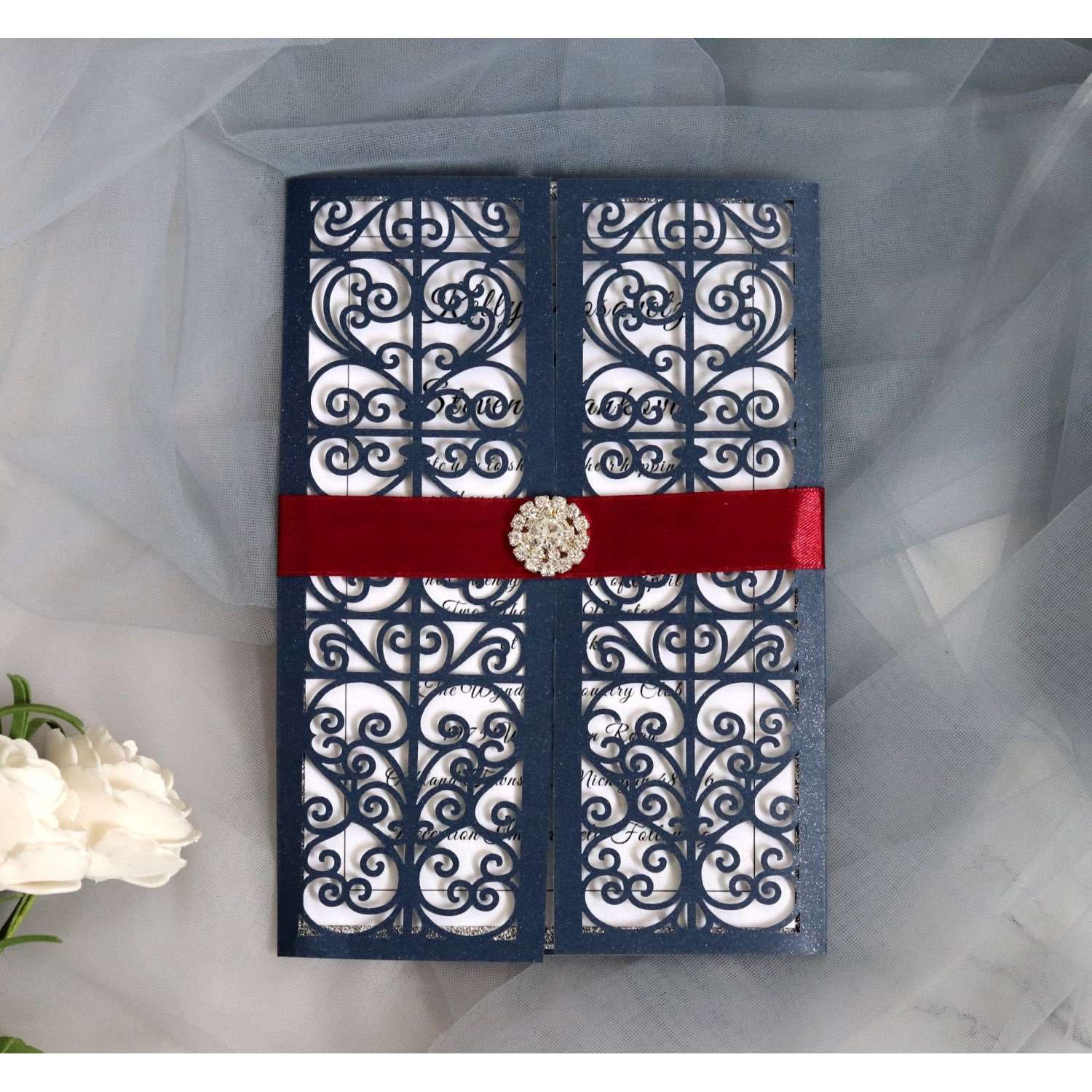 Invitation Card With Ribbon European Style Marriage Invitation Laser Cut Card Wholesale